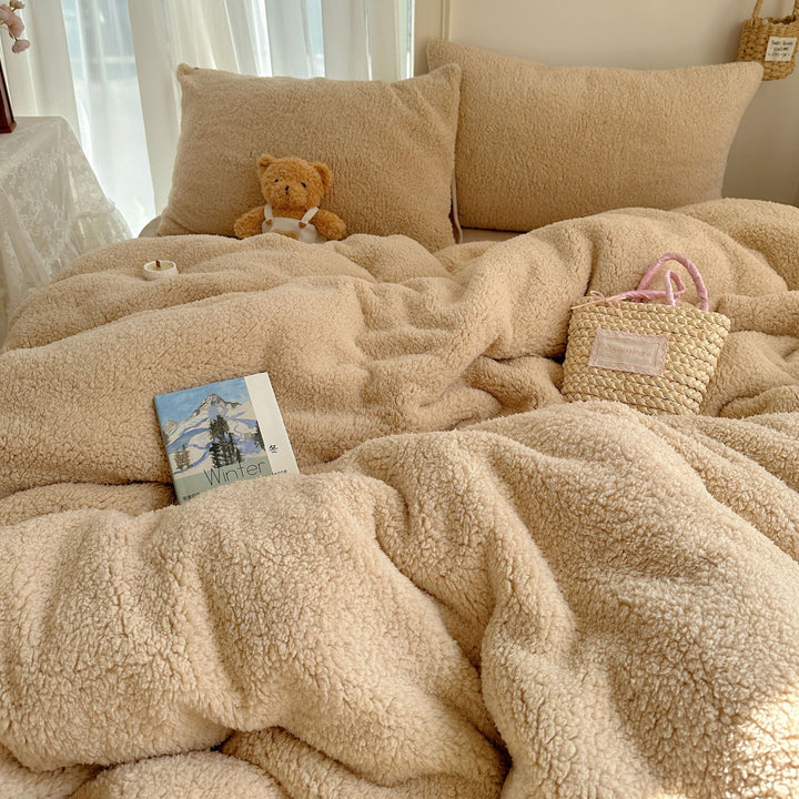 Plush Sherpa Reversible Duvet Comforter with Matching Pillow Shams