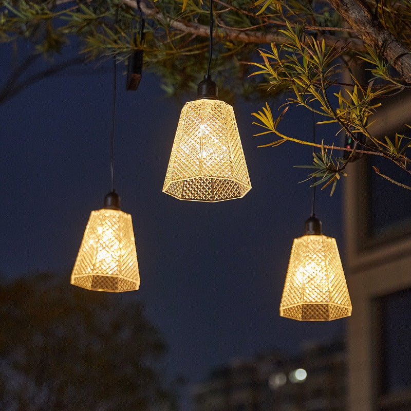Crystal-Pattern Solar Pendant Light USB Rechargeable LED Bowlift