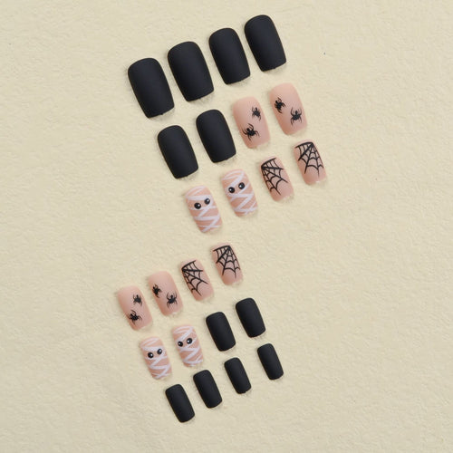 Halloween Artificial Nail Set with Creepy Spider and Mummy Designs Bowlift