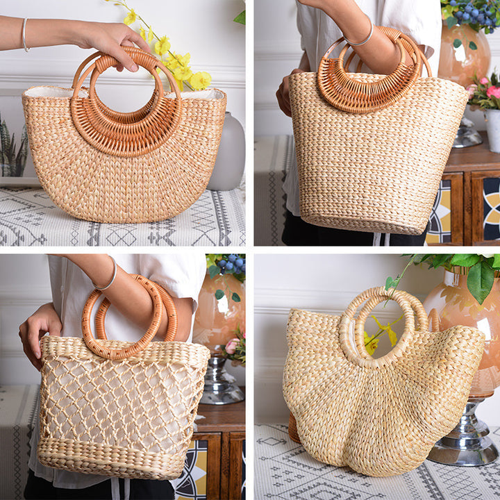 Women handcrafted beach bag with braided handles Bowlift