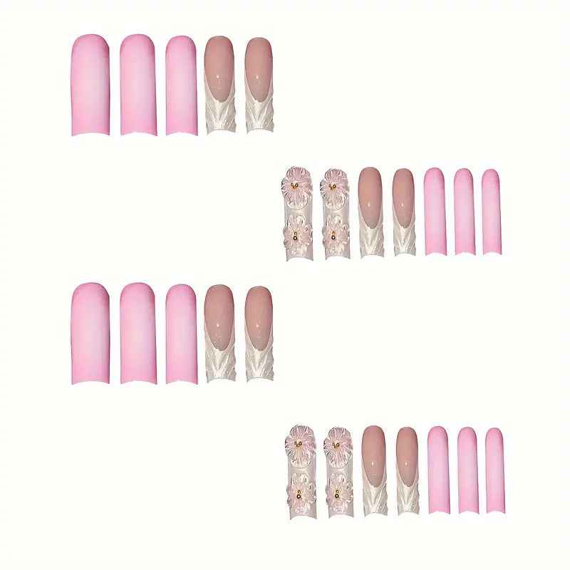3D Floral Design Press-On Nails Bowlift