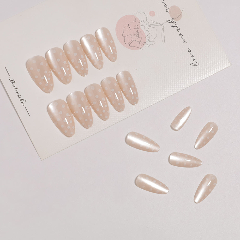 Artistic Press-On Nail Set with Polka Dot Design Bowlift 1787225399