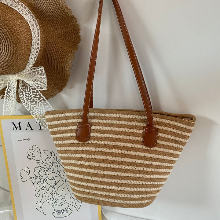 Trendy Basket Bag with Leather Handles Bowlift