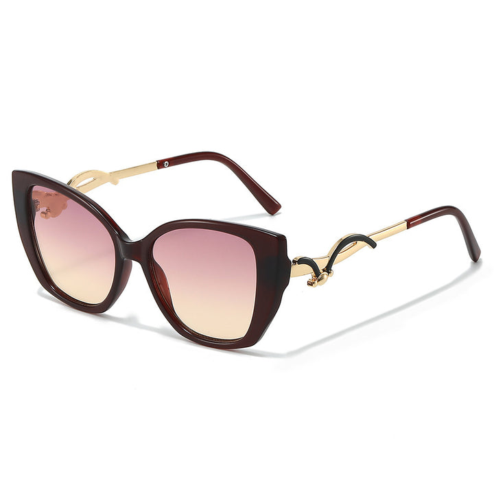 Oversized Geometric Cat-Eye Sunglasses with Gold Accents Bowlift