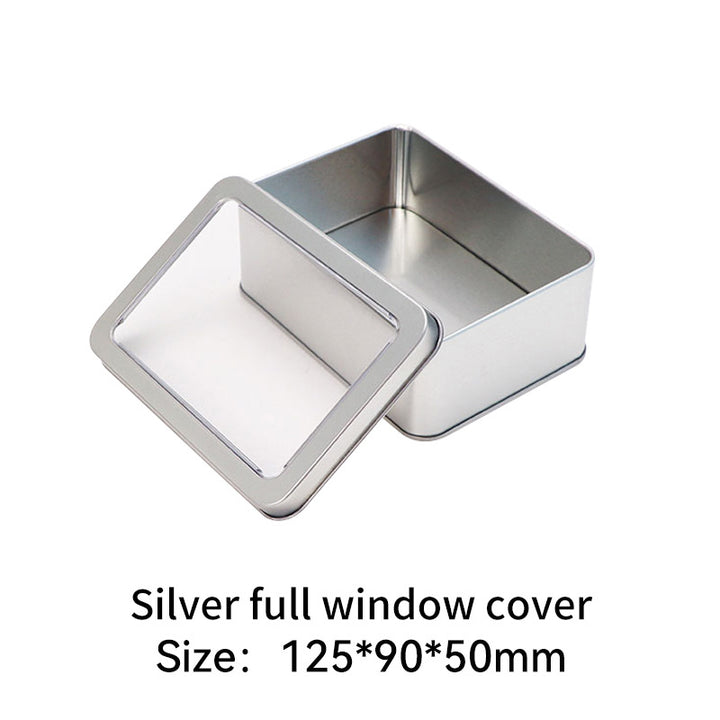 Rectangular metal storage tin with clear display window lid Bowlift
