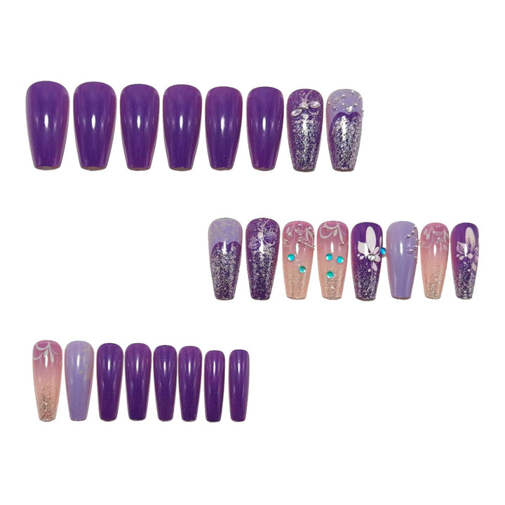 Artificial nails with floral glitter design Bowlift
