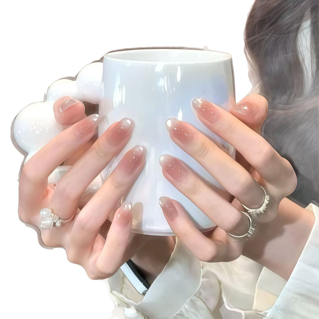 Gradient Almond-Shaped Press-On Nails Bowlift