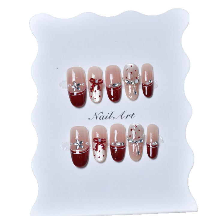 Elegant Festive Press-On Nail Set Bowlift