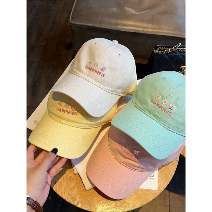 Women's Embroidered Happiness Baseball Cap Bowlift