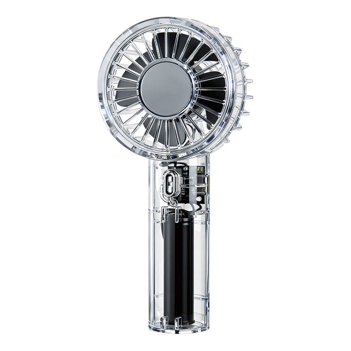 Unisex Portable High-Speed Hand Fan with Transparent Housing Construction Bowlift