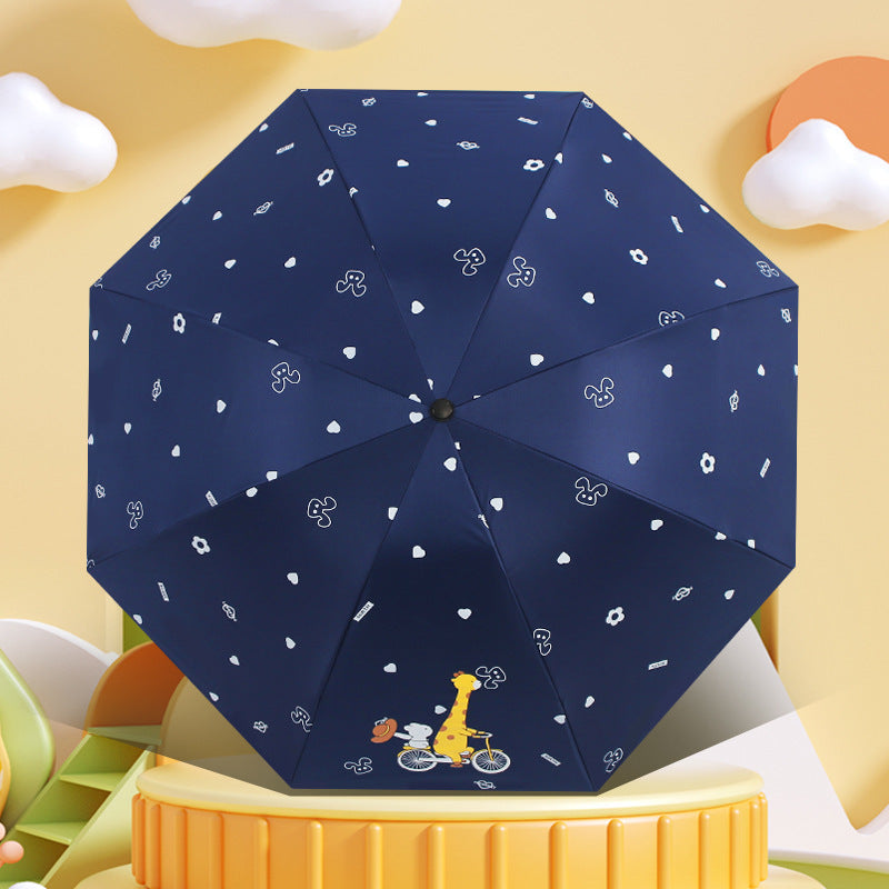 Women’s Folding Umbrella with Playful Animal Design Bowlift