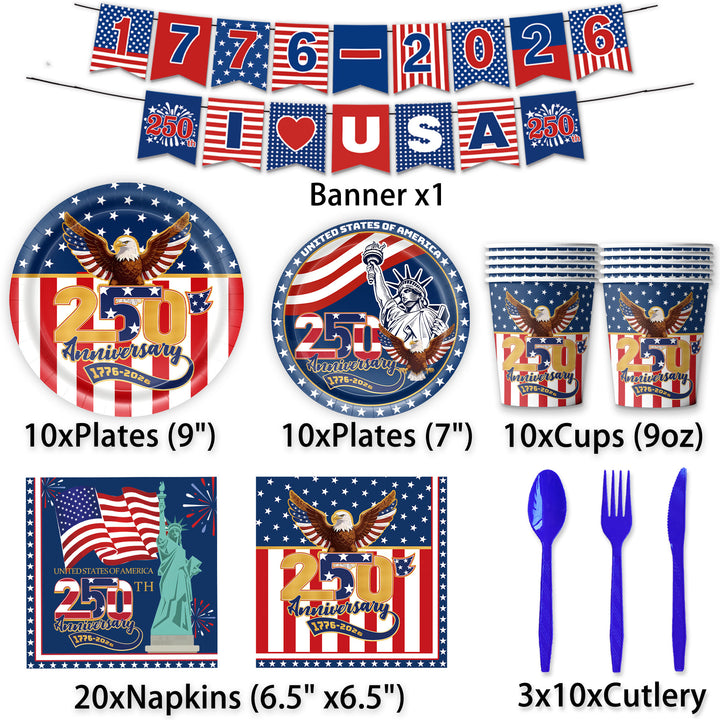 Unisex decorative paper napkins set anniversary motif USA square disposable Bowlift