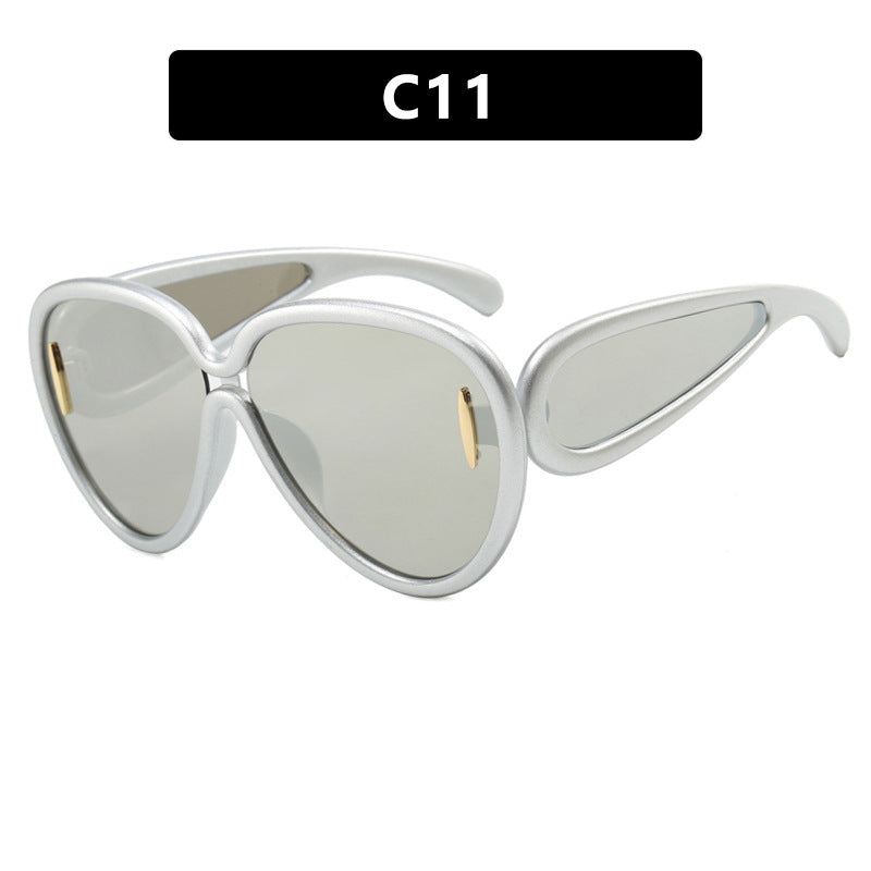 Women extravagant sunglasses in creative design Bowlift