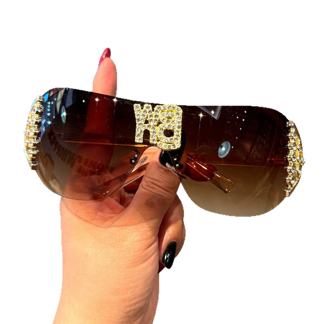 Women's Fashion Oversized Sunglasses with Rhinestone Applications Bowlift