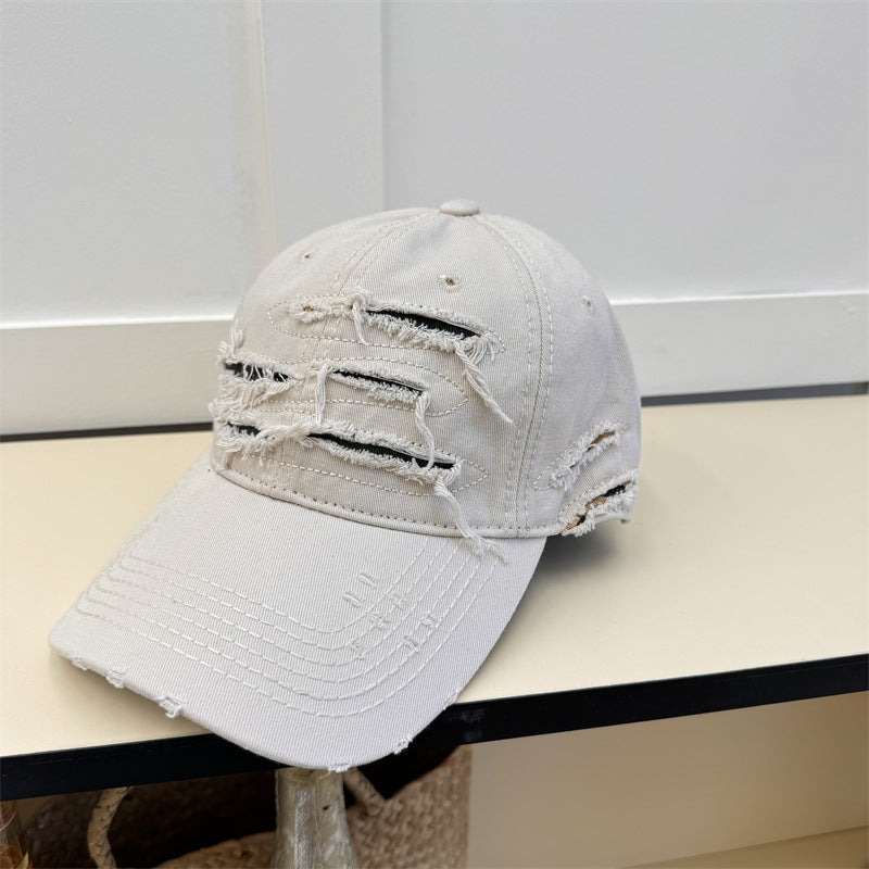 Men's Distressed Denim Baseball Cap Bowlift