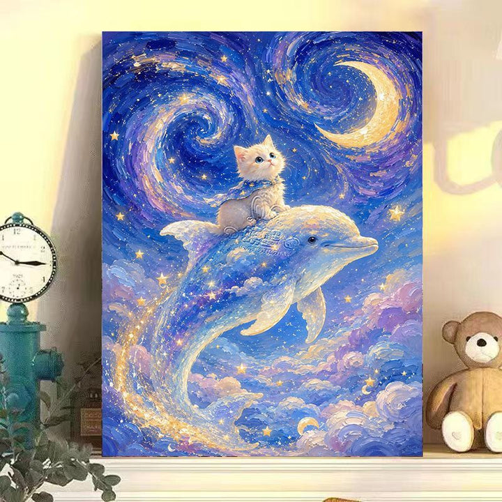 Whimsical Cat-Themed Canvas Art Bowlift