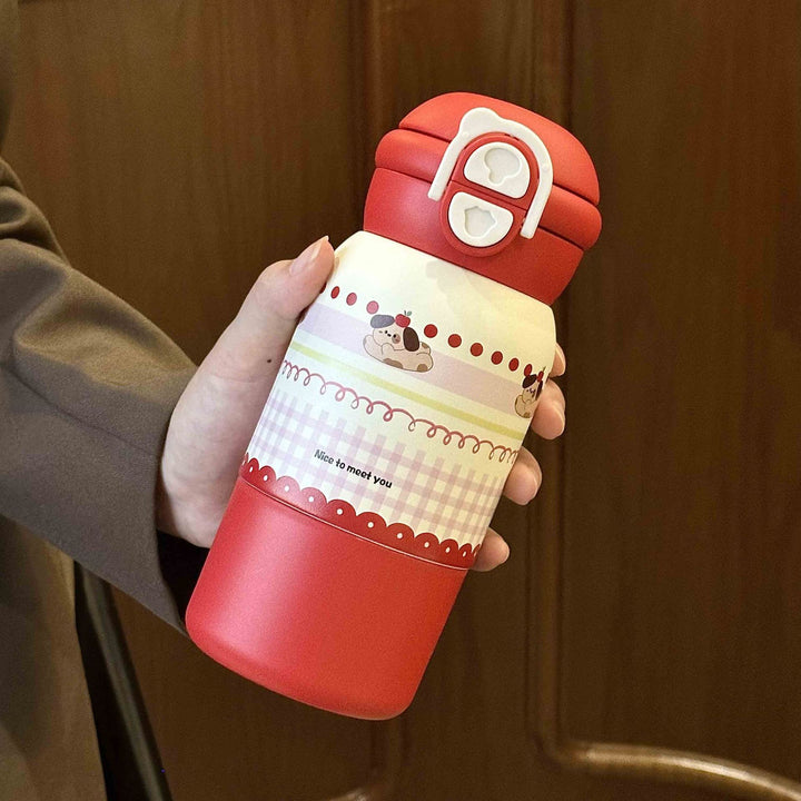 Women's insulated drinking bottle with practical flip lid and cheerful design Bowlift