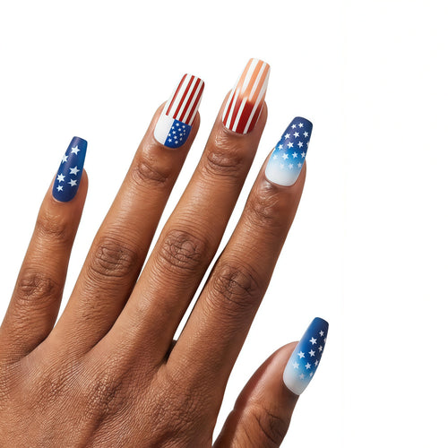 Patriotic design artificial nails Bowlift