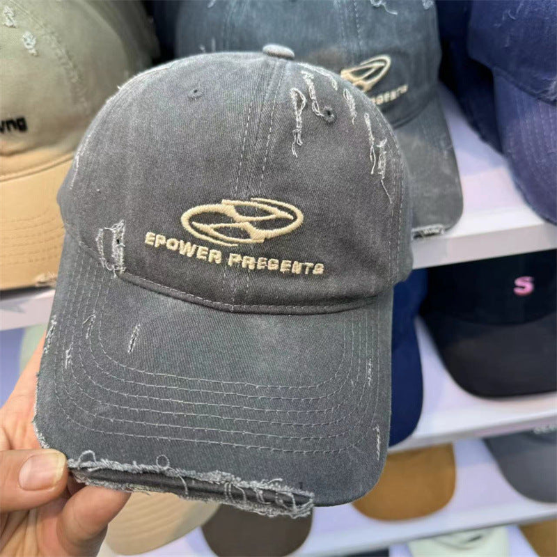 Unisex Distressed Cotton Baseball Cap Bowlift