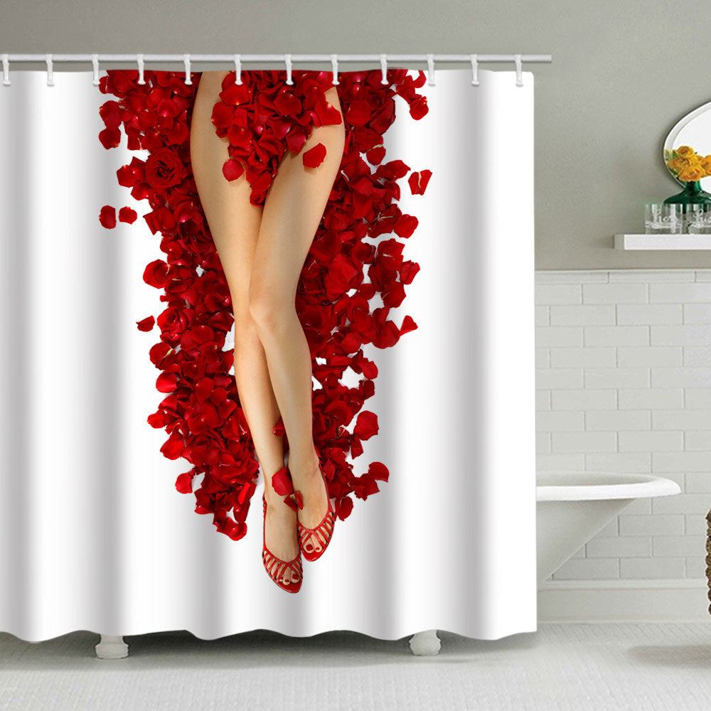 Romantic Floral Swan Shower Curtain Bowlift