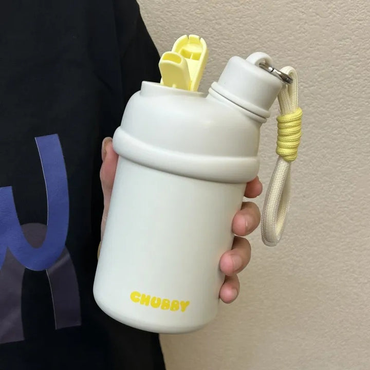 Women's Sporty Water Bottle with Practical Carrying Strap Bowlift