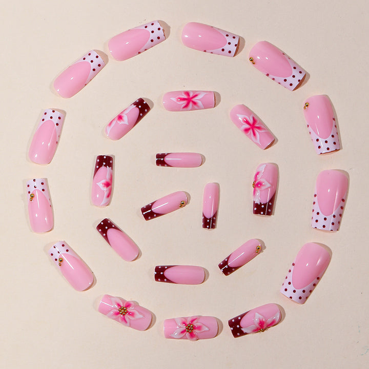 Floral Accent Acrylic Nail Art Extensions Bowlift 1789713153