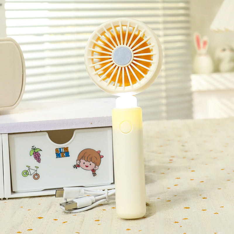 Women's Portable Hand Fan with Integrated LED Lighting Bowlift
