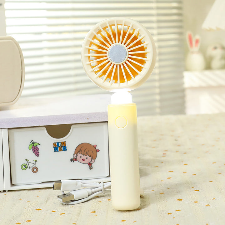 Women's Portable Hand Fan with Integrated LED Lighting Bowlift