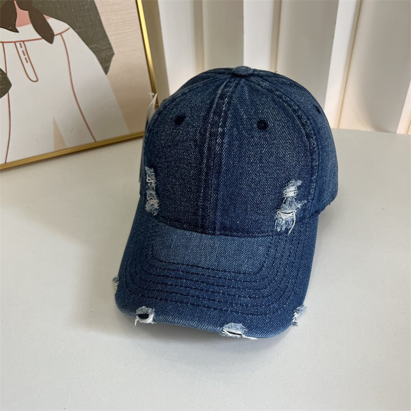Women's Distressed Denim Baseball Cap Bowlift 1784083631