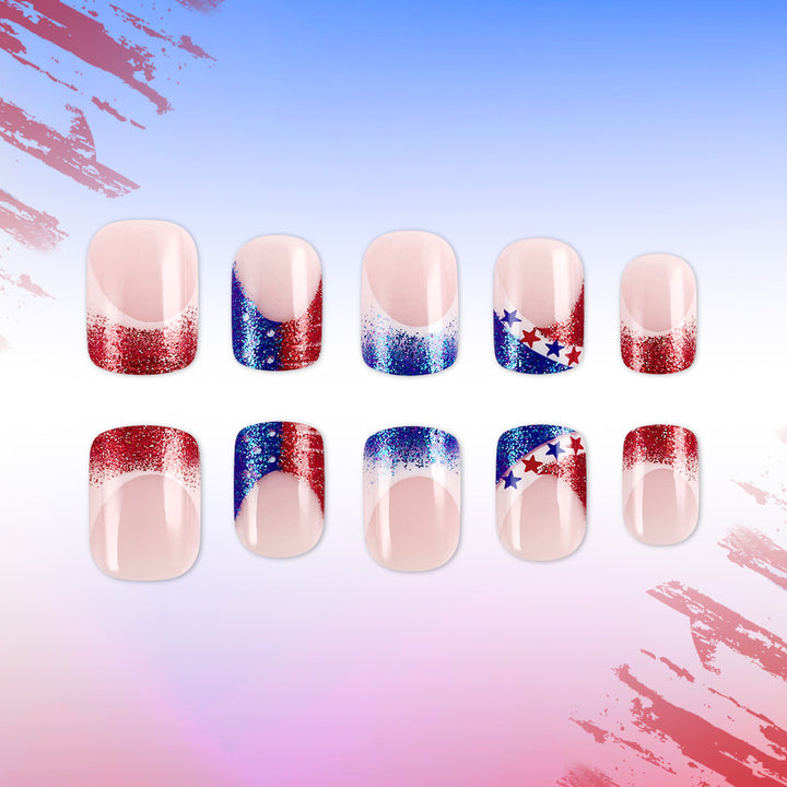 Patriotic Themed Acrylic Press-On Nails Bowlift
