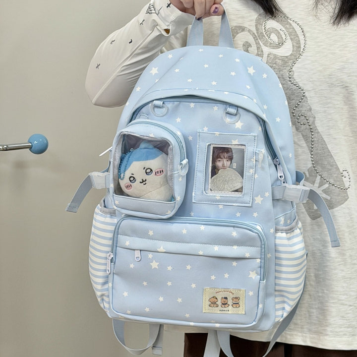 Cute Illustrated Star Pattern Backpack
