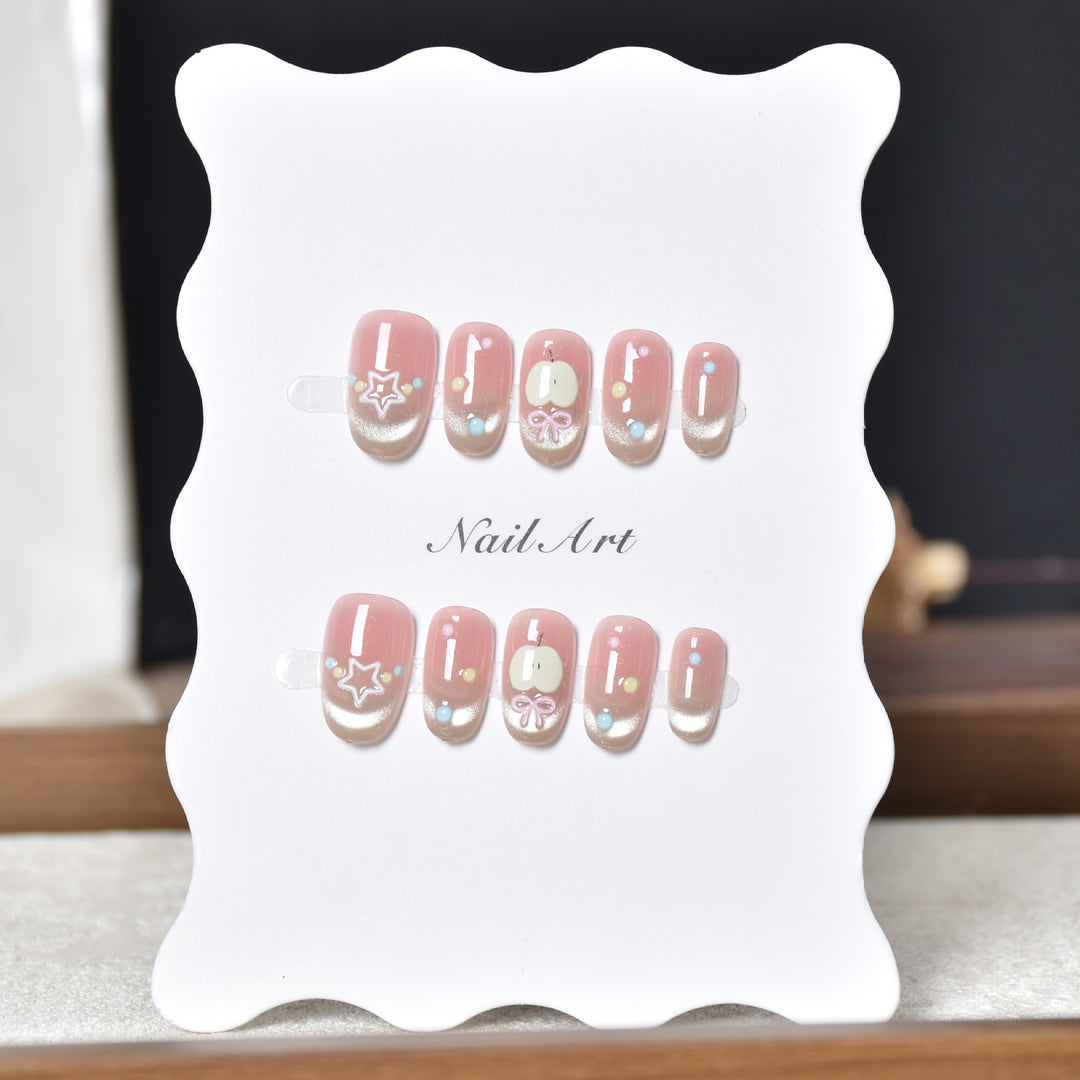 Whimsical Character Designed Press-On Nail Art Bowlift