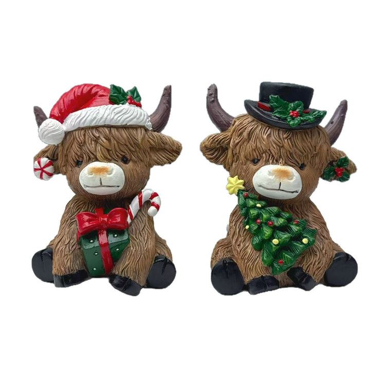 Decorative Highland Cow Figurine Bowlift