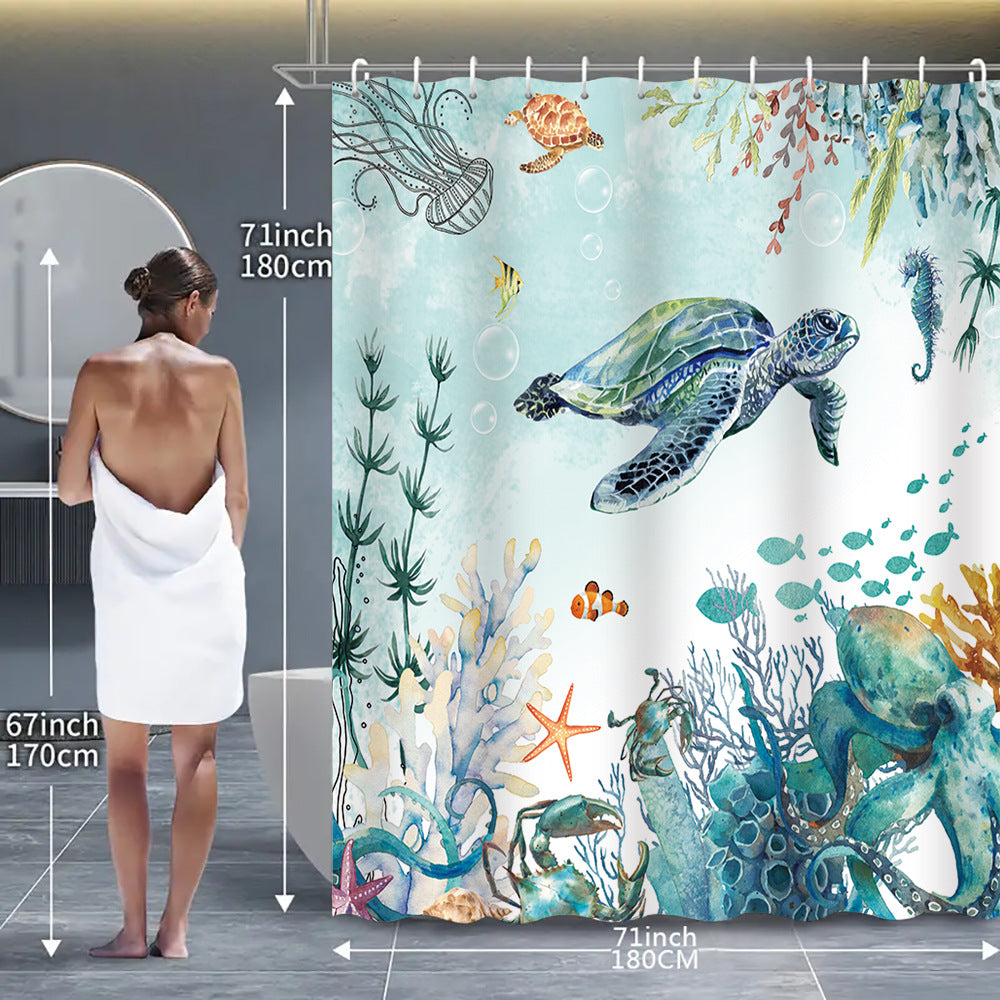 Coastal Pattern Shower Curtain Bowlift