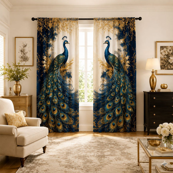 Artistic Floral Print Window Drapes