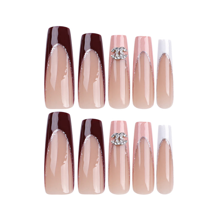 Artistic Nail Extensions with Glitter Decorations Bowlift