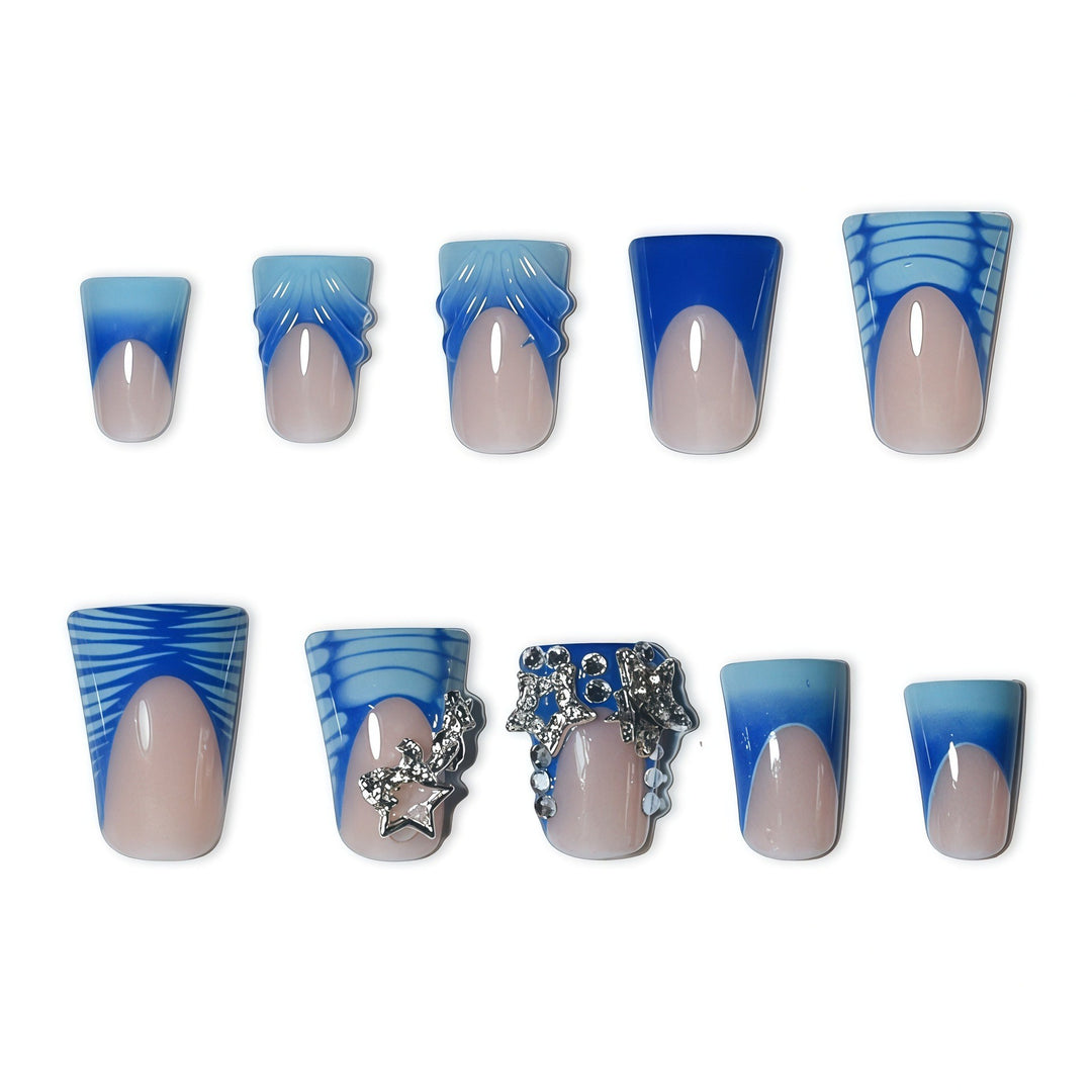 3D Decorative Ocean-Inspired Press-On Nail Art Bowlift