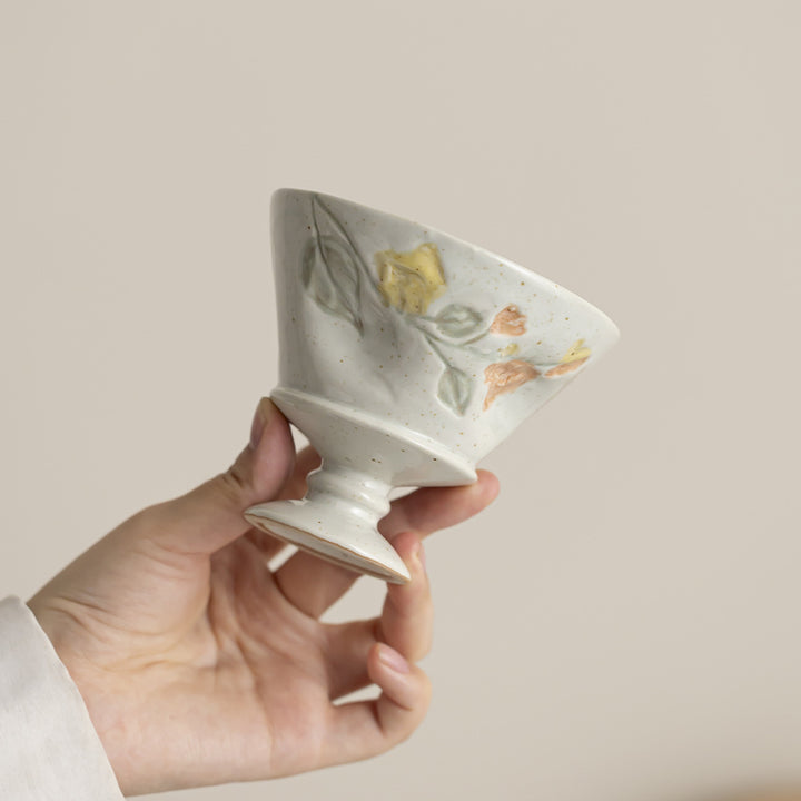 Decorative Handcrafted Floral Ceramic Dessert Cup