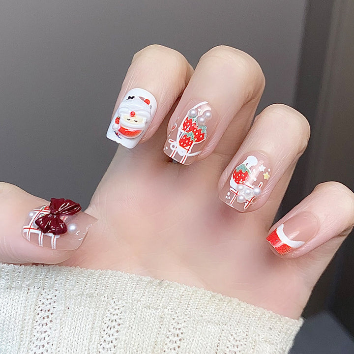 Stylish Press-On Nail Tips with Leopard Design Bowlift