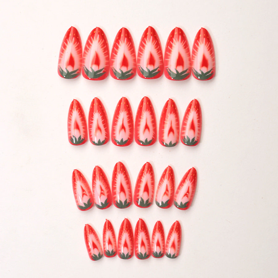 Artificial nail set with detailed strawberry design Bowlift
