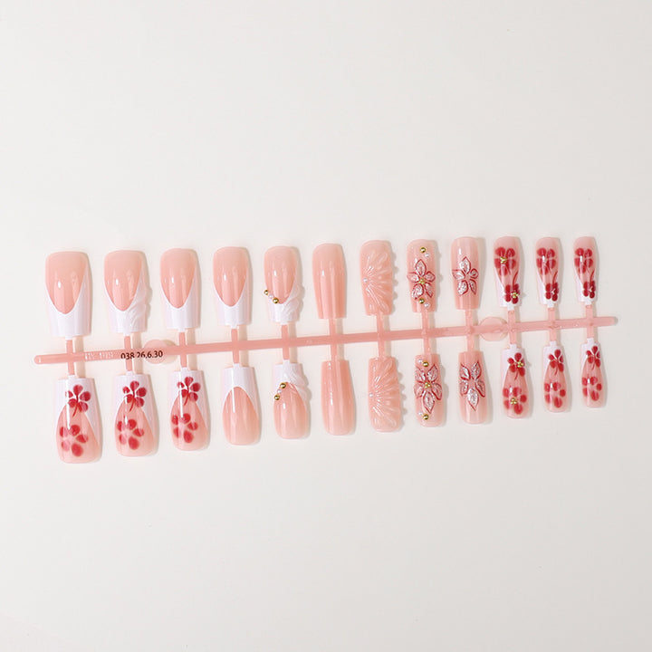Floral Patterned Press-On Nail Tips Set Bowlift