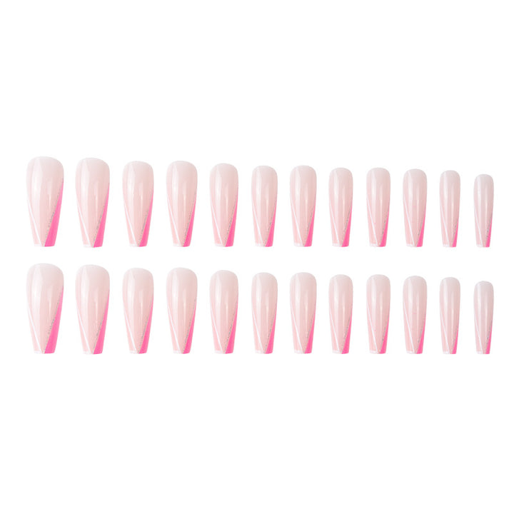 Long Stiletto Press-On Nails with Elegant French Tip Design Bowlift