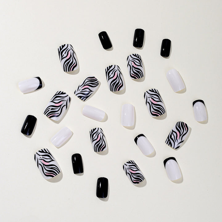 Stylish Zebra Print Acrylic Nail Art Bowlift