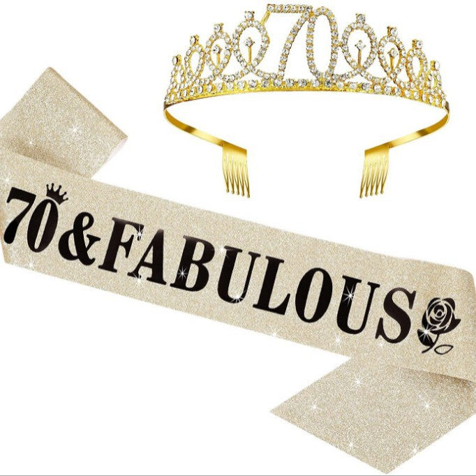 Women's Glittering Birthday Tiara Set with Sash Bowlift