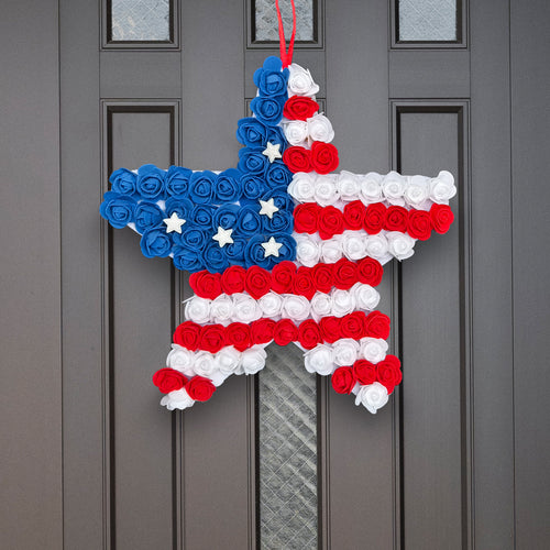 Unisex handmade foam rose star for door and wall decoration with hanging loop Bowlift