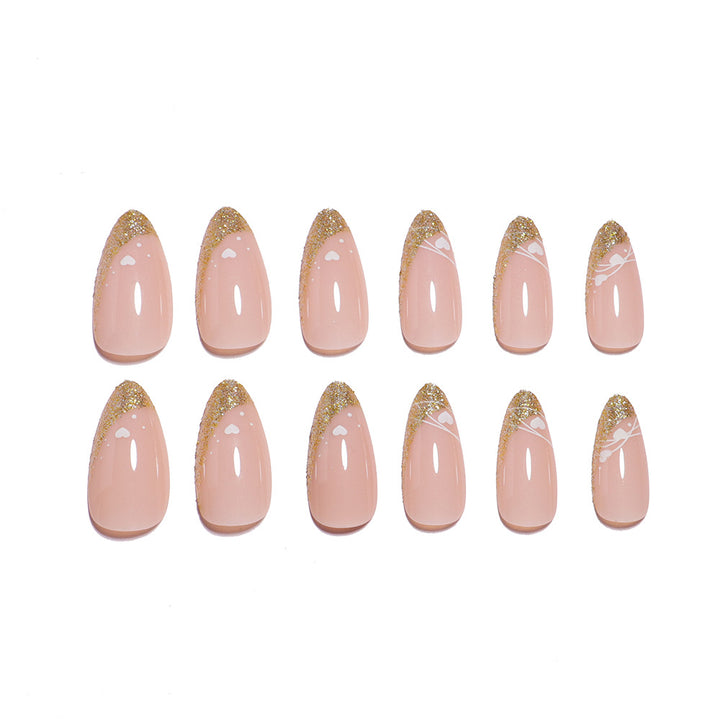 Glitter-Accent Almond-Shape Press-On Nail Set Bowlift