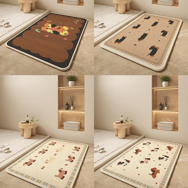 Cartoon Dog-Themed Bath Mat Bowlift