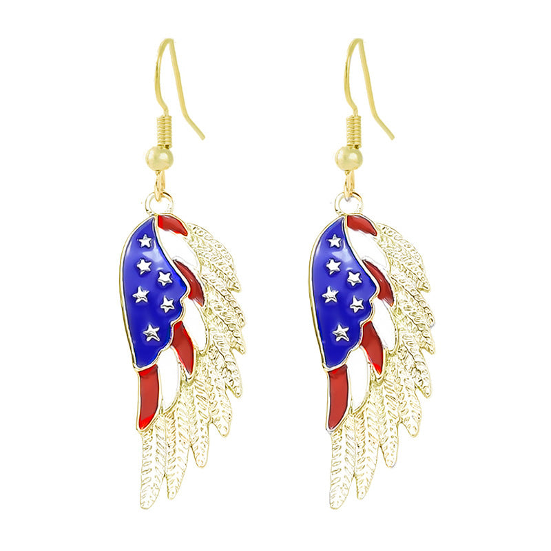 Women's nan patriotic horseshoe enamel dangle earrings with star-accented design and fishhook findings Bowlift