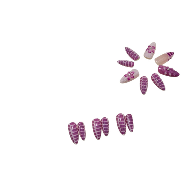 Premium Floral Press-On Nails Bowlift