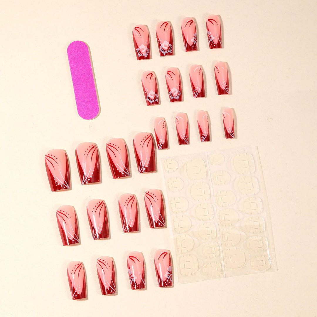 Elegant Floral Acrylic Nail Art Extensions Bowlift 1789713557